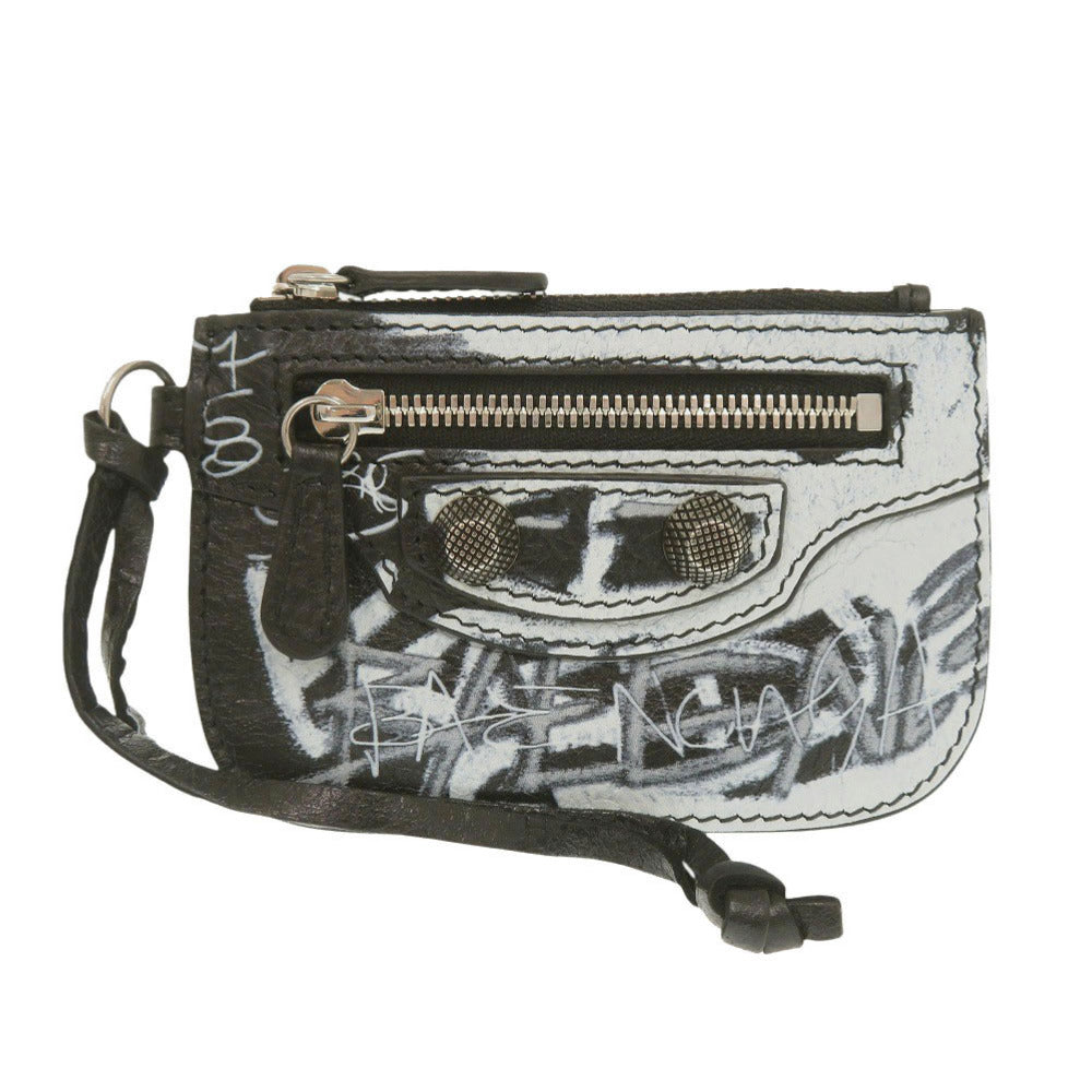 BALENCIAGA Coin case 776769 leather black Le Cagoule Graffiti