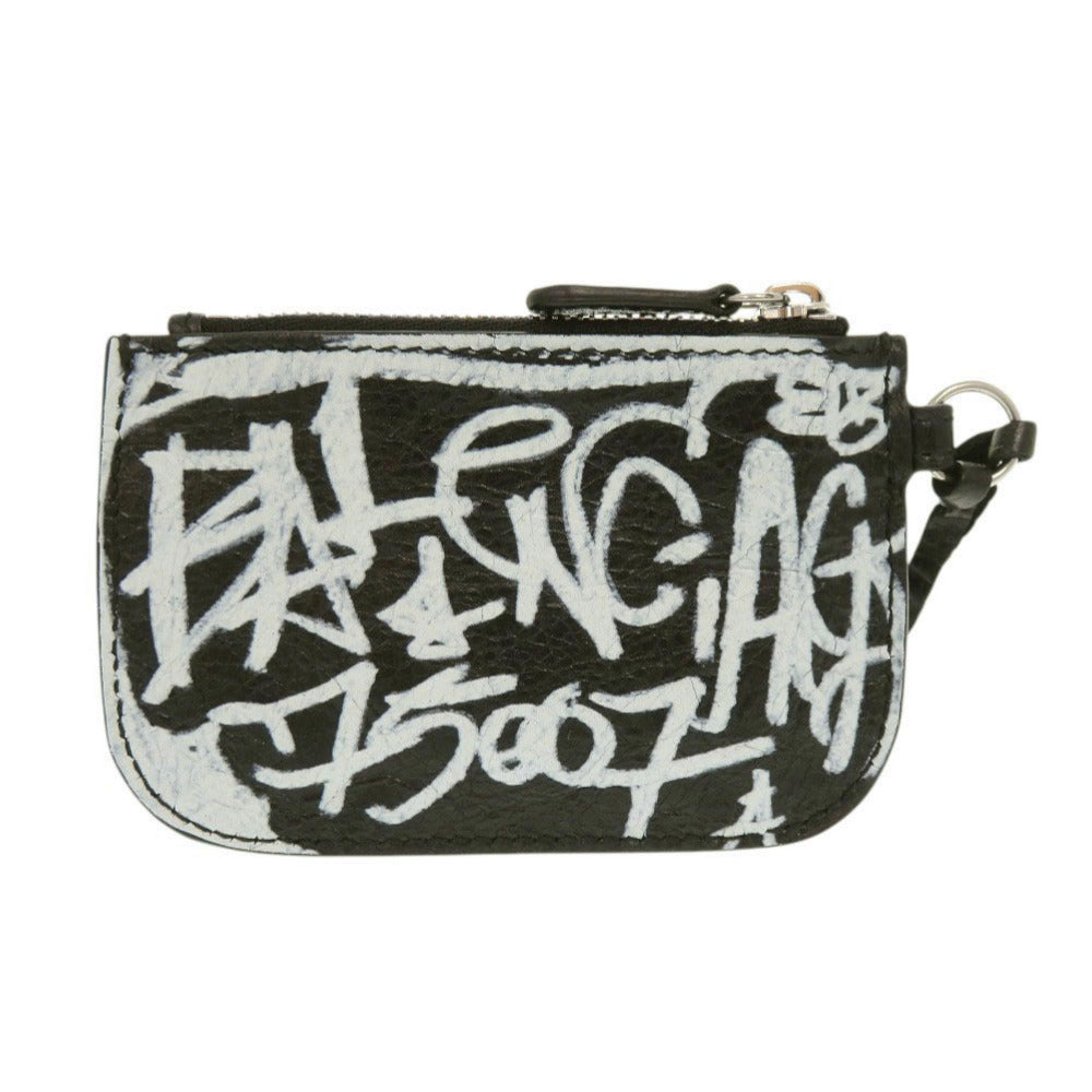 BALENCIAGA Coin case 776769 leather black Le Cagoule Graffiti