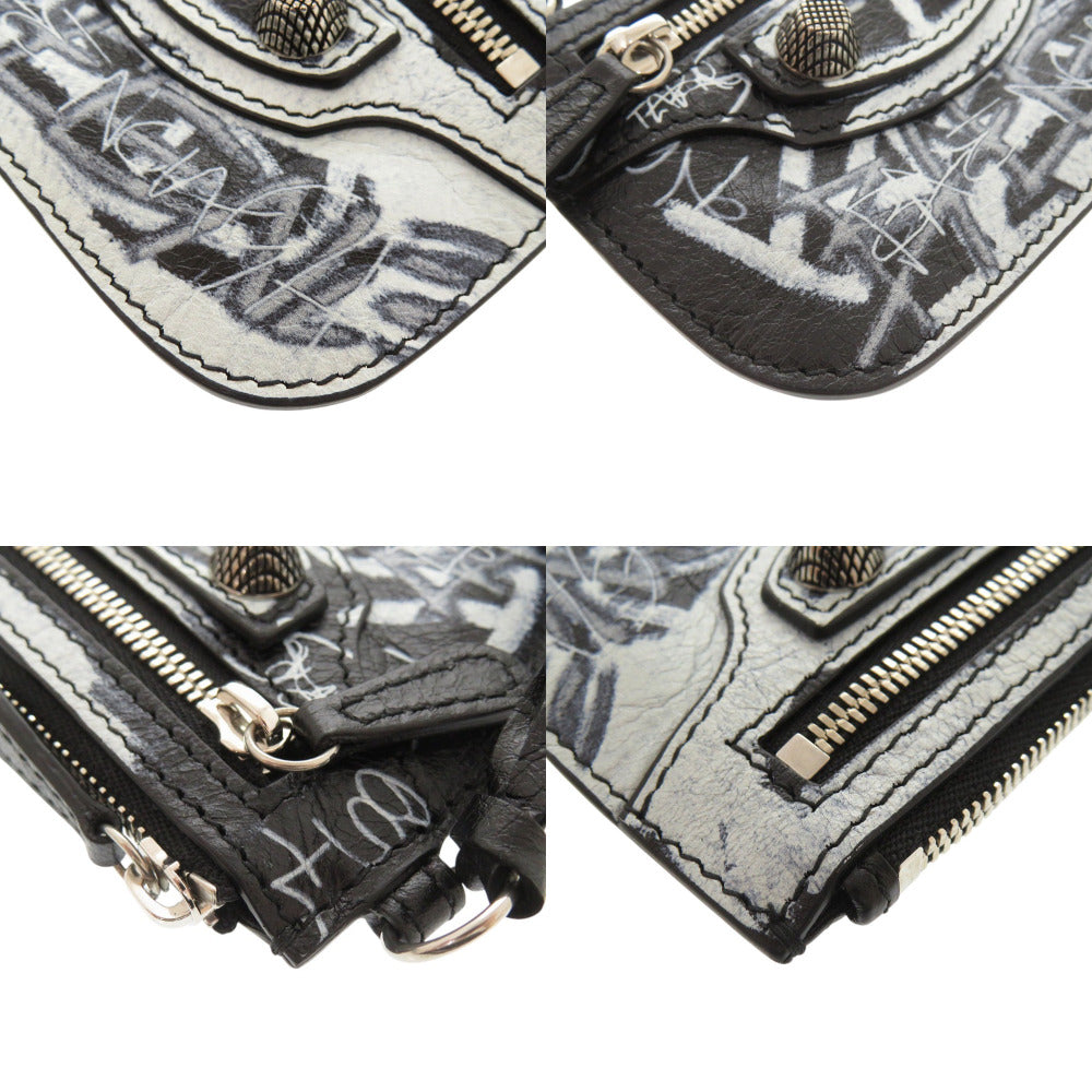 BALENCIAGA Coin case 776769 leather black Le Cagoule Graffiti