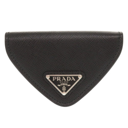 PRADA Coin case 2MM004 leather black Saffiano Triangle