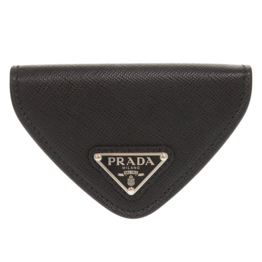 PRADA Coin case 2MM004 leather black Saffiano Triangle