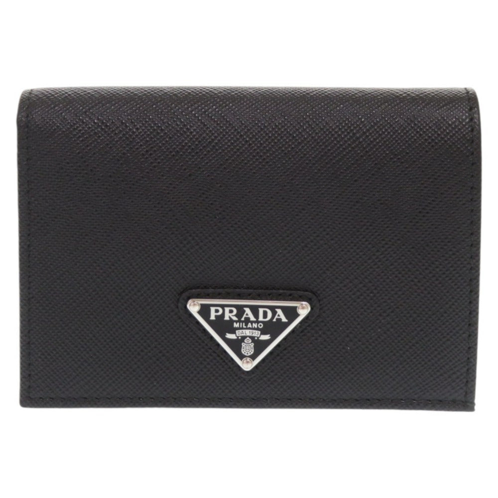 PRADA Bifold Wallet leather black Triangle logo