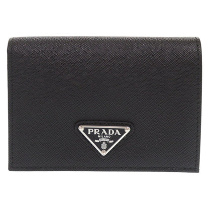 PRADA Bifold Wallet leather black Triangle logo