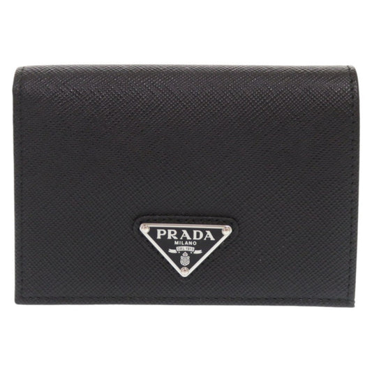 PRADA Bifold Wallet leather black Triangle logo