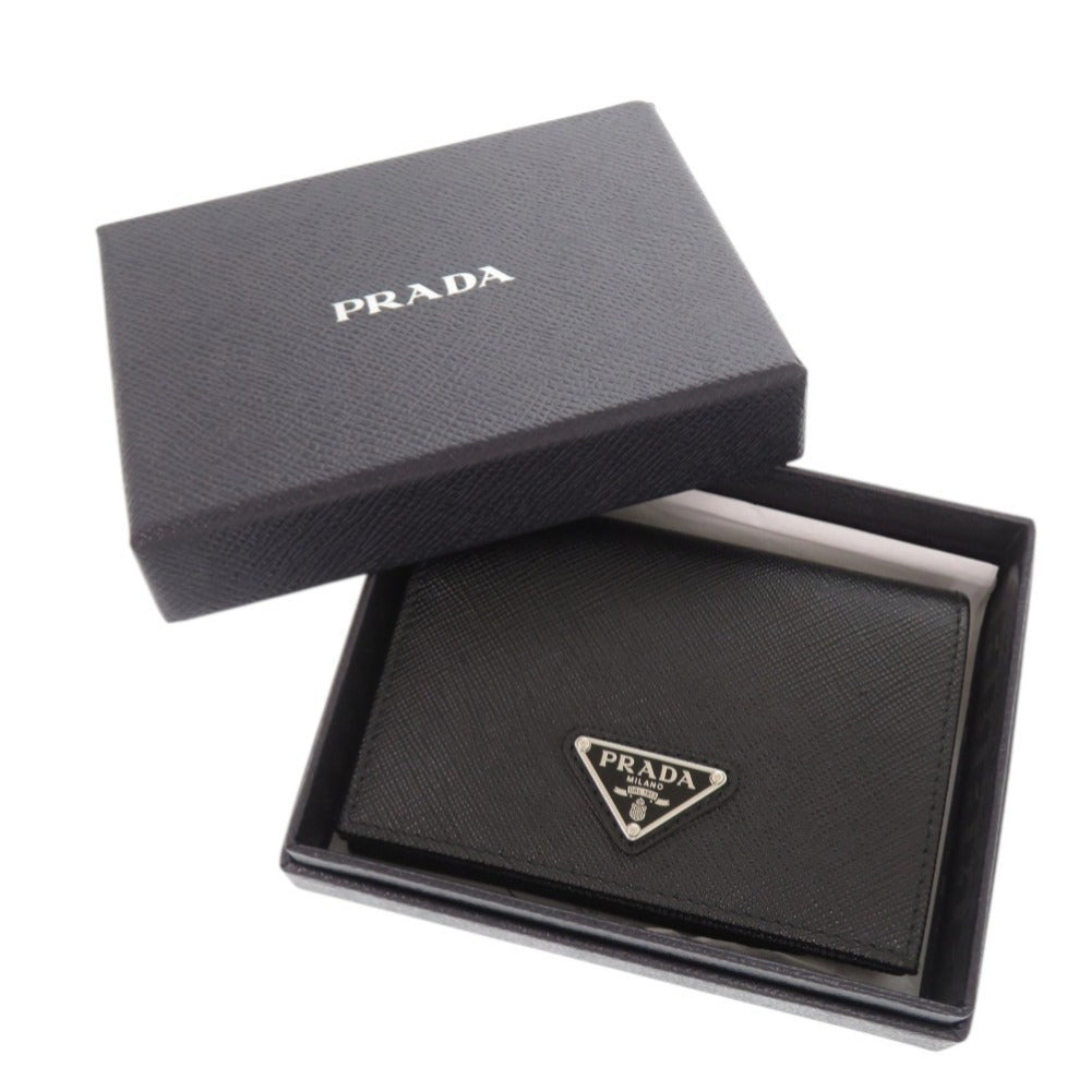 PRADA Bifold Wallet leather black Triangle logo