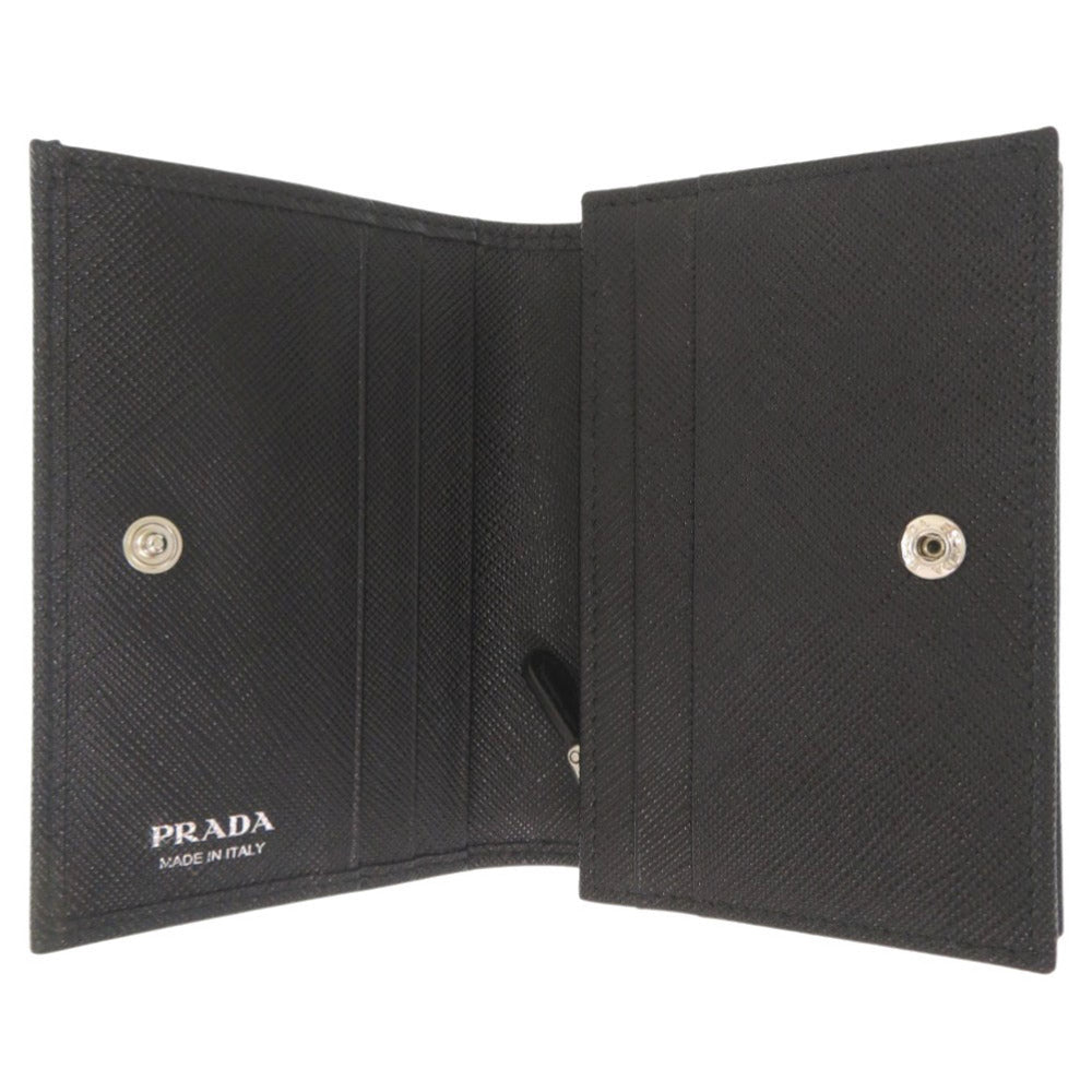 PRADA Bifold Wallet leather black Triangle logo