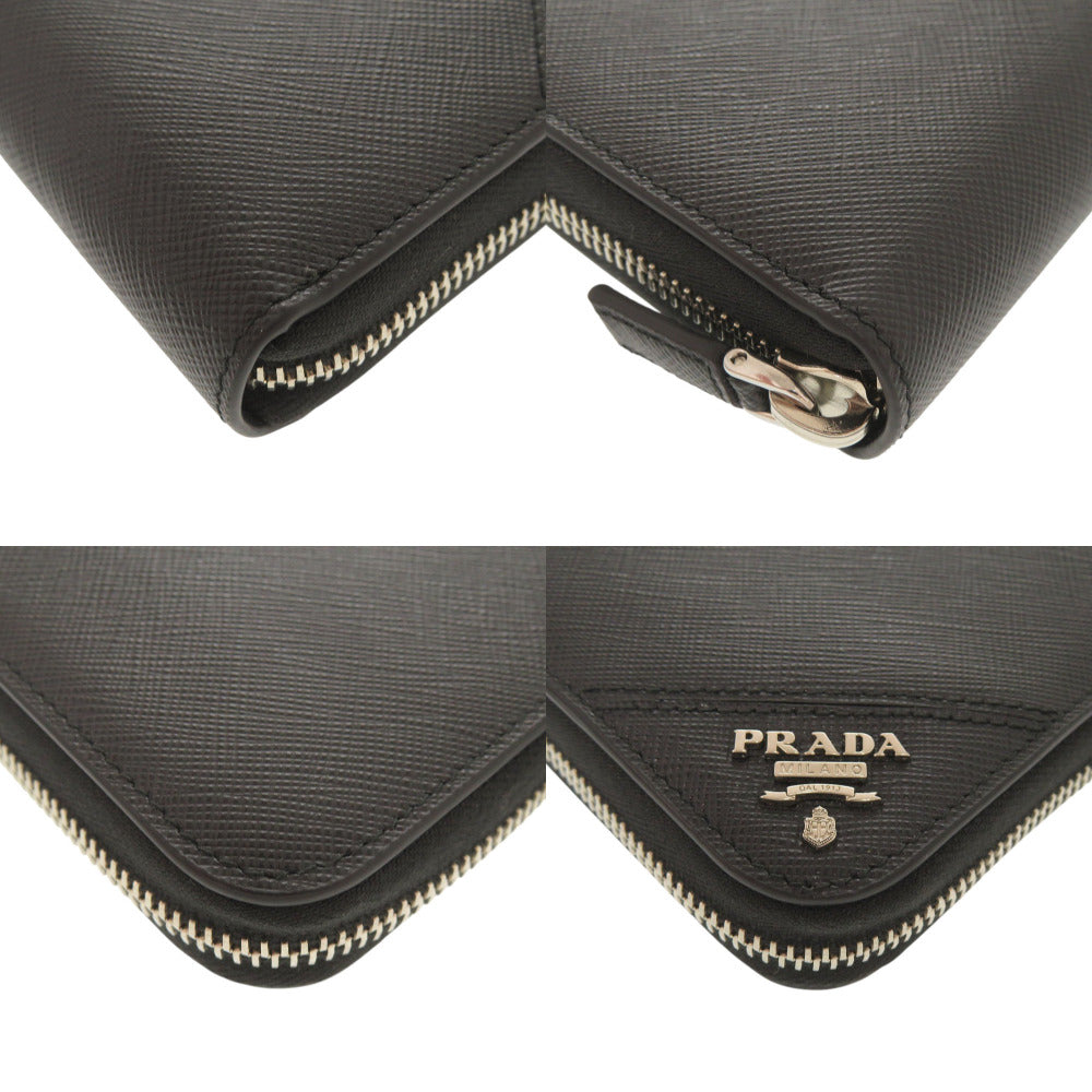 PRADA Long Wallet Purse leather black