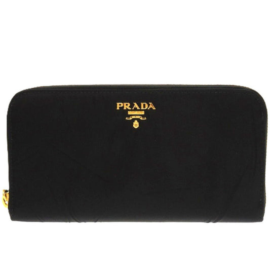 PRADA Long Wallet Purse Nylon black Wrinkles processing