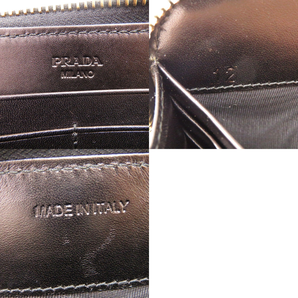PRADA Long Wallet Purse Nylon black Wrinkles processing