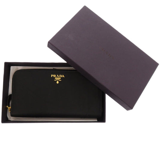 PRADA Long Wallet Purse Nylon black Wrinkles processing