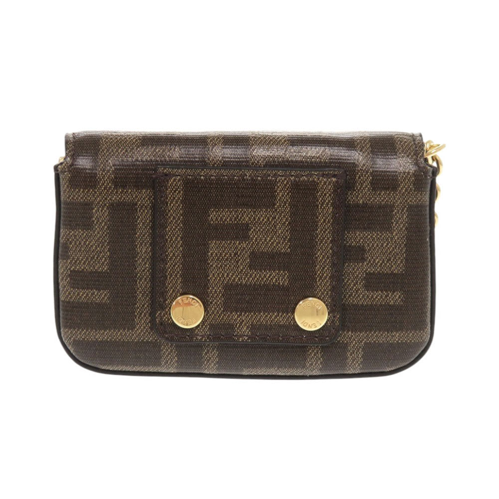 FENDI Shoulder Bag 7AR798 PVC Brown Nano Baguette Charm