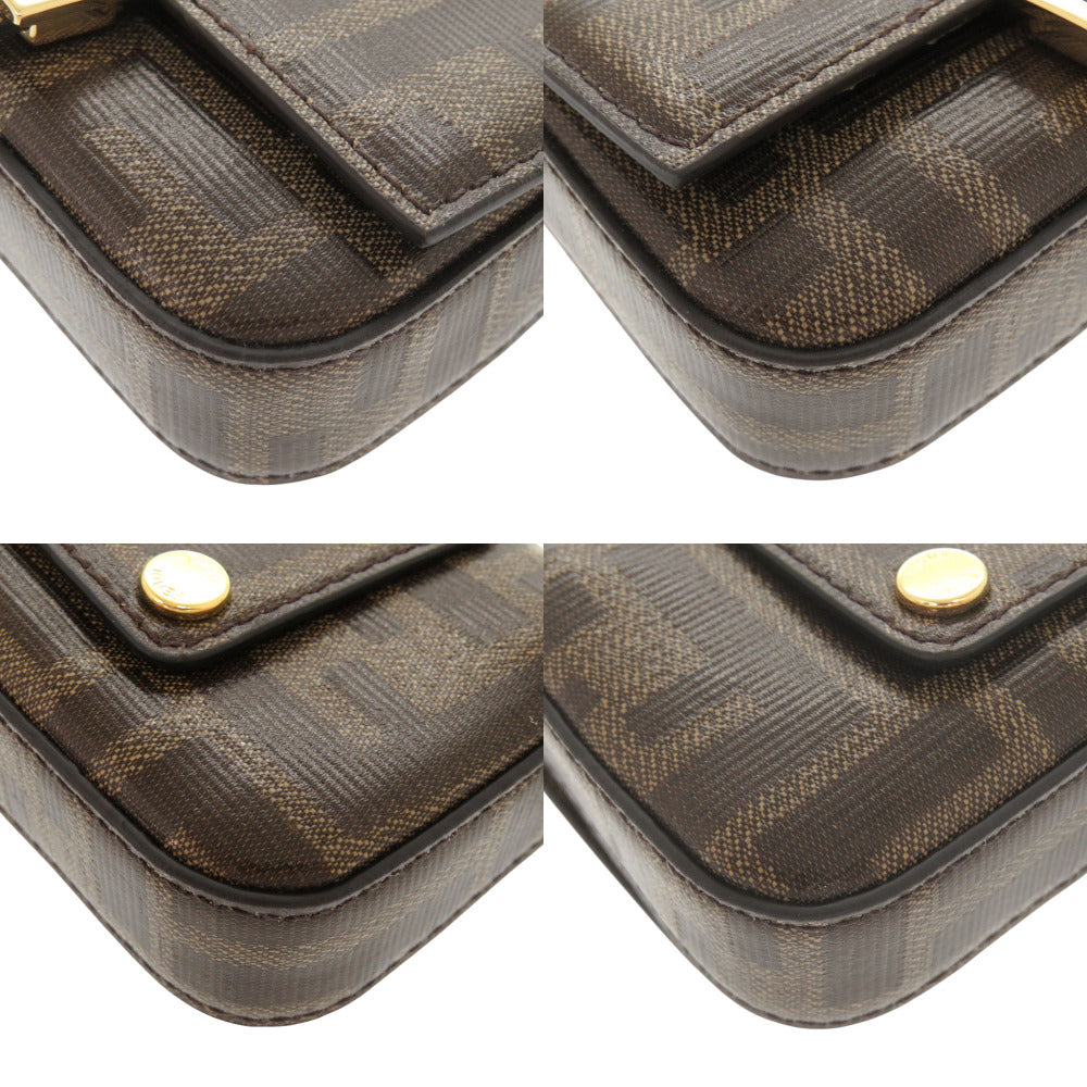 FENDI Shoulder Bag 7AR798 PVC Brown Nano Baguette Charm