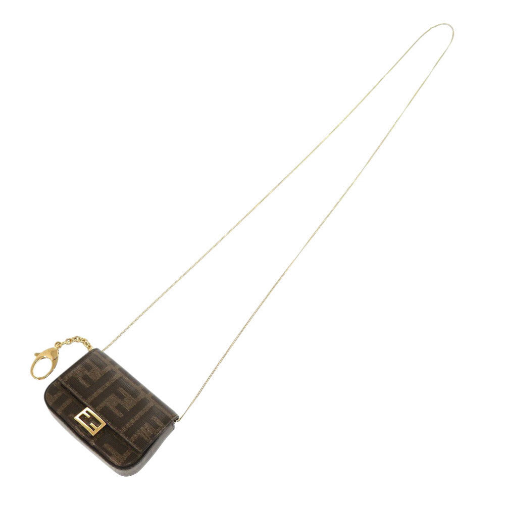 FENDI Shoulder Bag 7AR798 PVC Brown Nano Baguette Charm