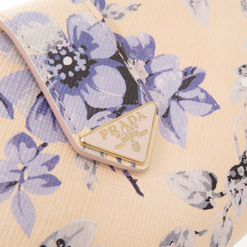 PRADA Long Wallet Purse 1MV025 leather Ivory Floral