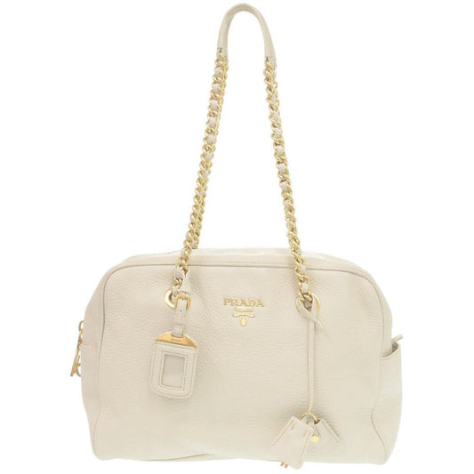 PRADA Shoulder Bag leather beige