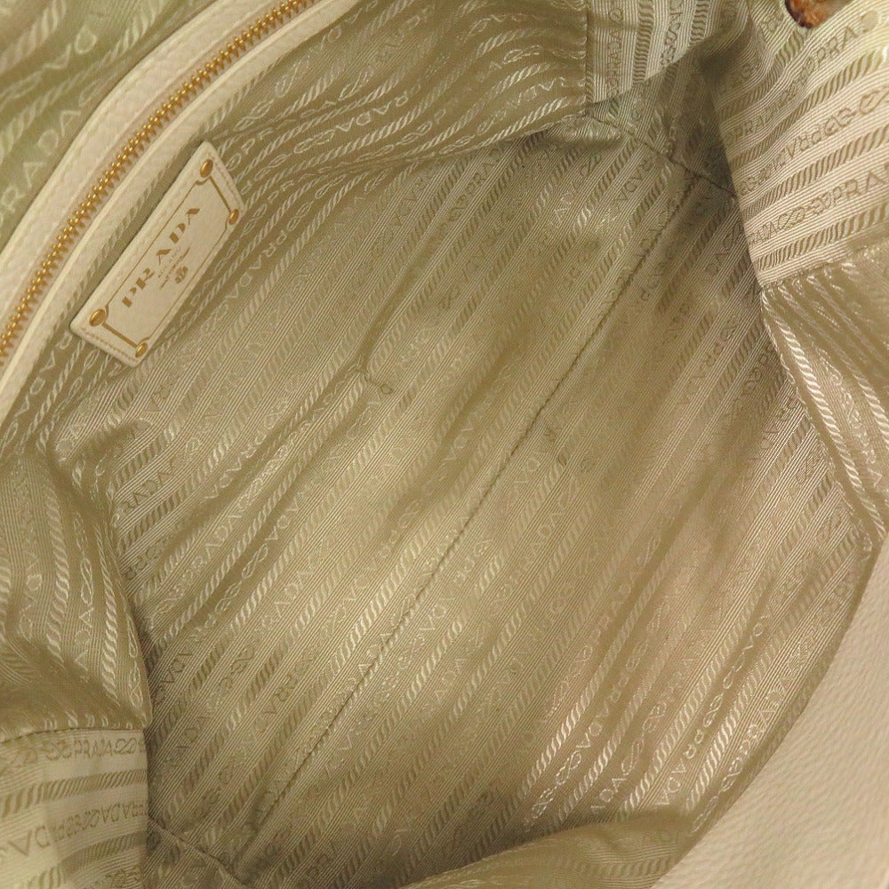 PRADA Shoulder Bag leather beige