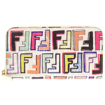 FENDI Long Wallet Purse 8M0024 leather white FF Zucca