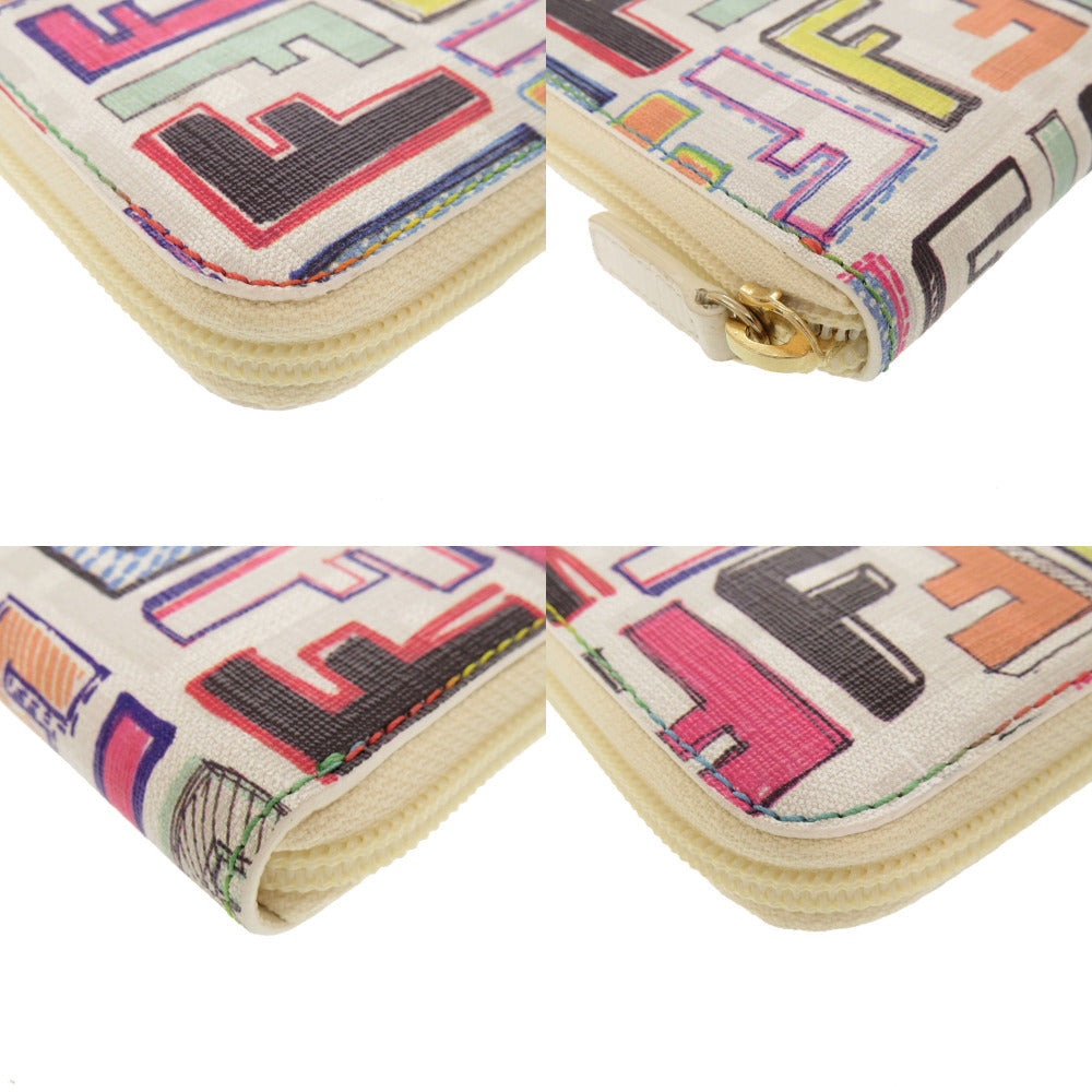 FENDI Long Wallet Purse 8M0024 leather white FF Zucca