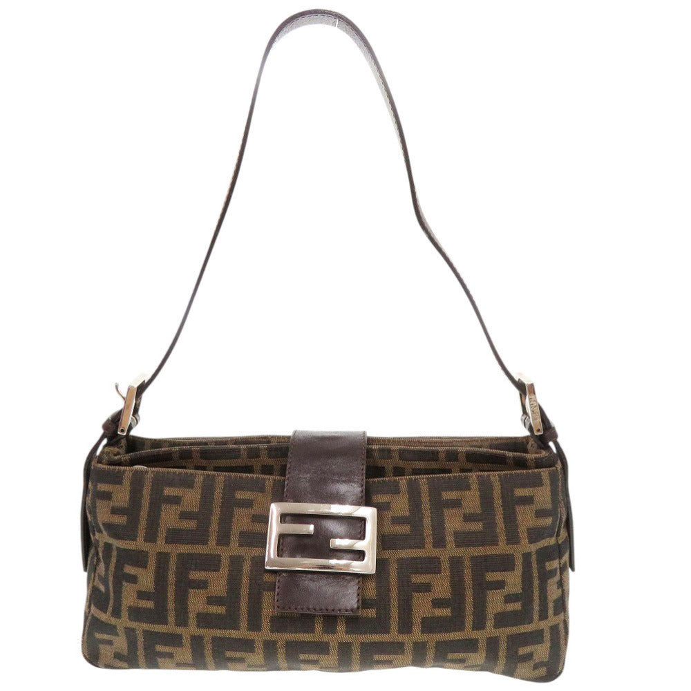 FENDI Shoulder Bag Canvas, Leather Brown Zucca Pattern