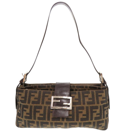 FENDI Shoulder Bag Canvas, Leather Brown Zucca Pattern