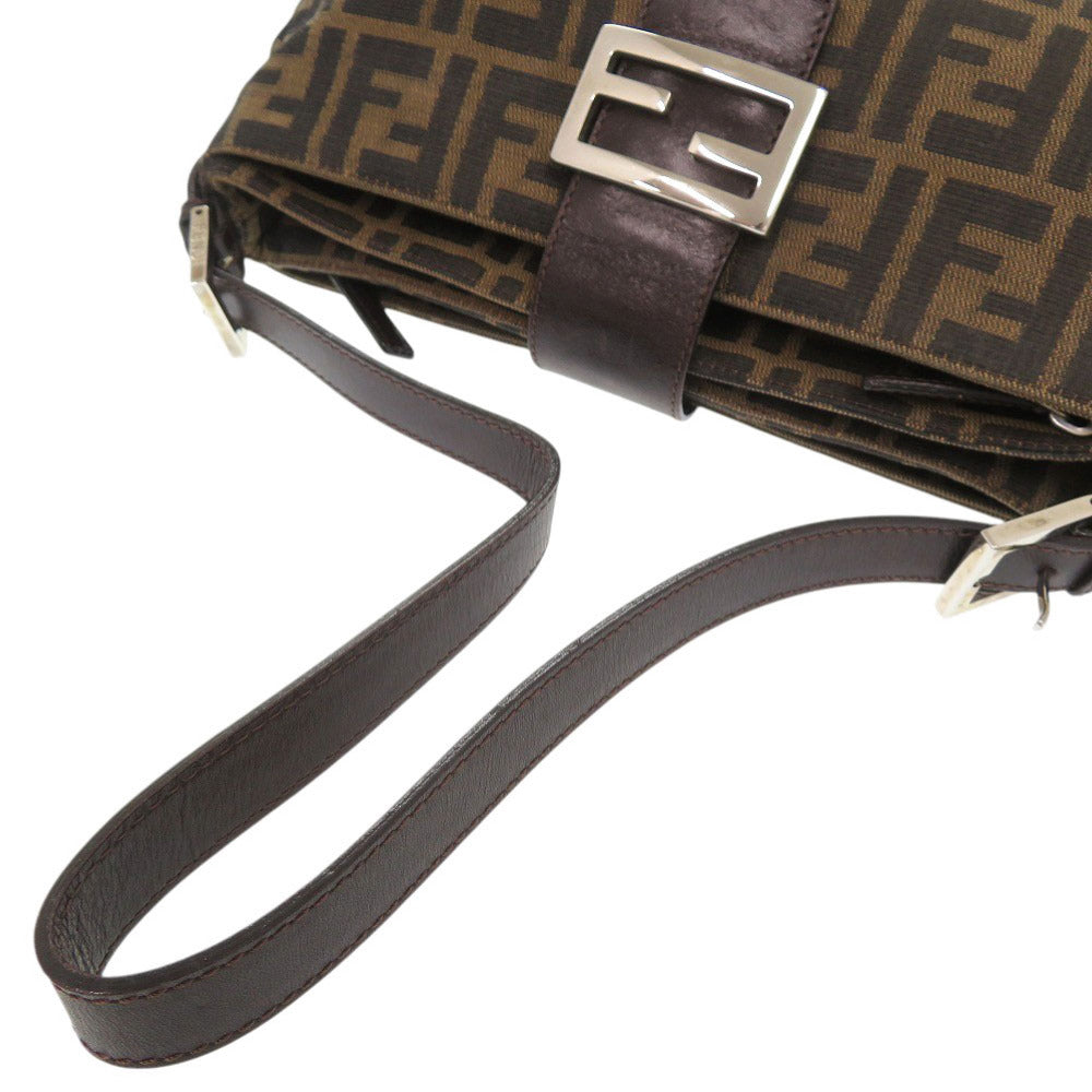 FENDI Shoulder Bag Canvas, Leather Brown Zucca Pattern