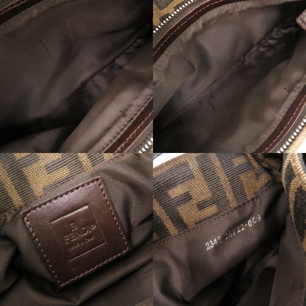FENDI Shoulder Bag Canvas, Leather Brown Zucca Pattern