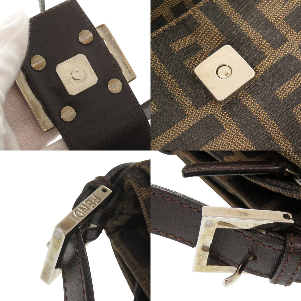 FENDI Shoulder Bag Canvas, Leather Brown Zucca Pattern