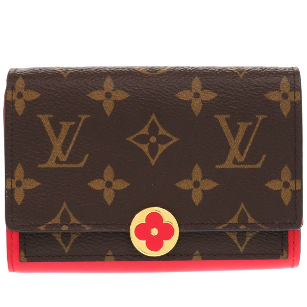 LOUIS VUITTON Bifold Wallet M64587 Leather, Monogram Canvas Coklico Portefeuille Flor Compact