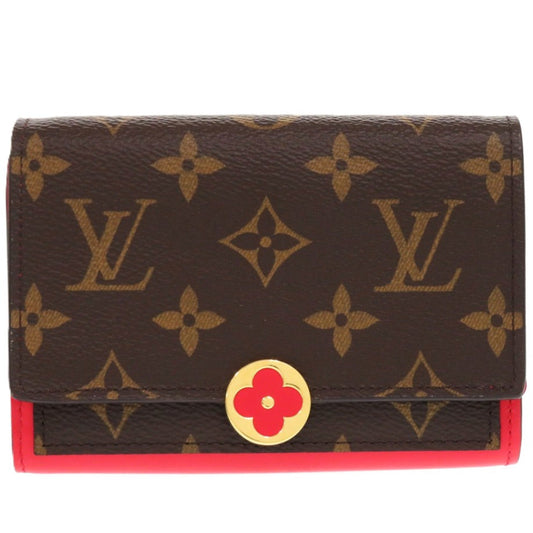 LOUIS VUITTON Bifold Wallet M64587 Leather, Monogram Canvas Coklico Portefeuille Flor Compact