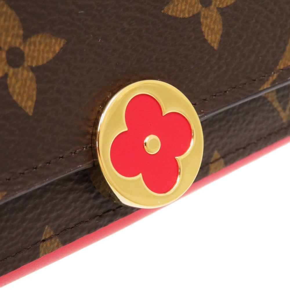 LOUIS VUITTON Bifold Wallet M64587 Leather, Monogram Canvas Coklico Portefeuille Flor Compact