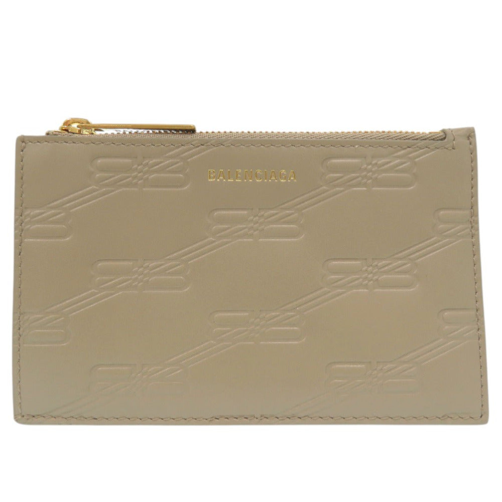 BALENCIAGA Coin case 717784 leather beige