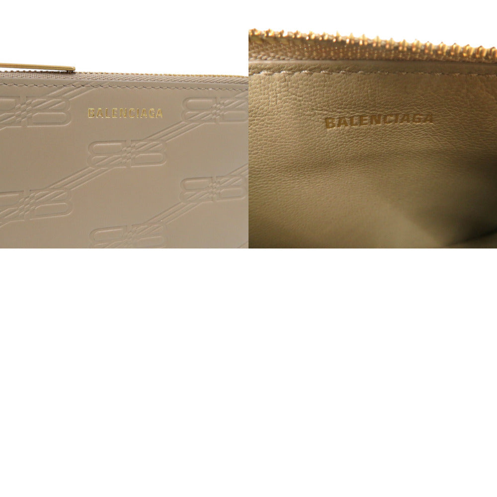 BALENCIAGA Coin case 717784 leather beige