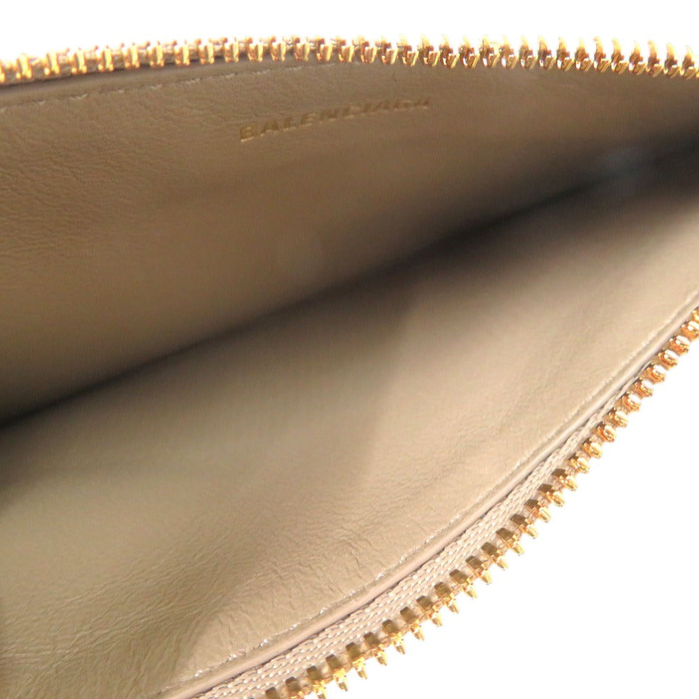 BALENCIAGA Coin case 717784 leather beige