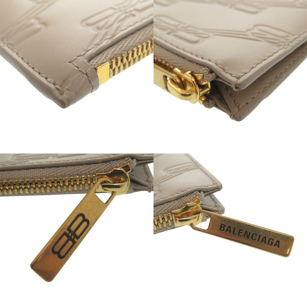 BALENCIAGA Coin case 717784 leather beige
