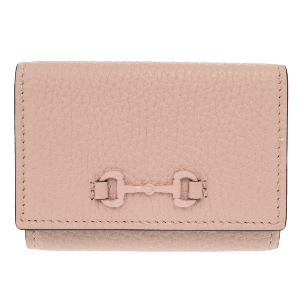 GUCCI Tri-fold wallet 745988 leather pink Horsebit compact wallet