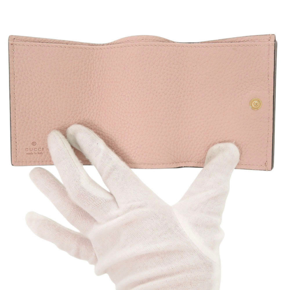 GUCCI Tri-fold wallet 745988 leather pink Horsebit compact wallet