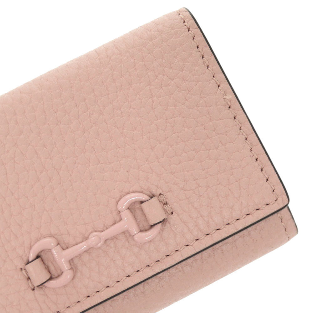 GUCCI Tri-fold wallet 745988 leather pink Horsebit compact wallet