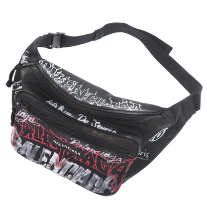 BALENCIAGA Waist bag 482389 polyester black Explorer Belt Pack DIY metal allover logo