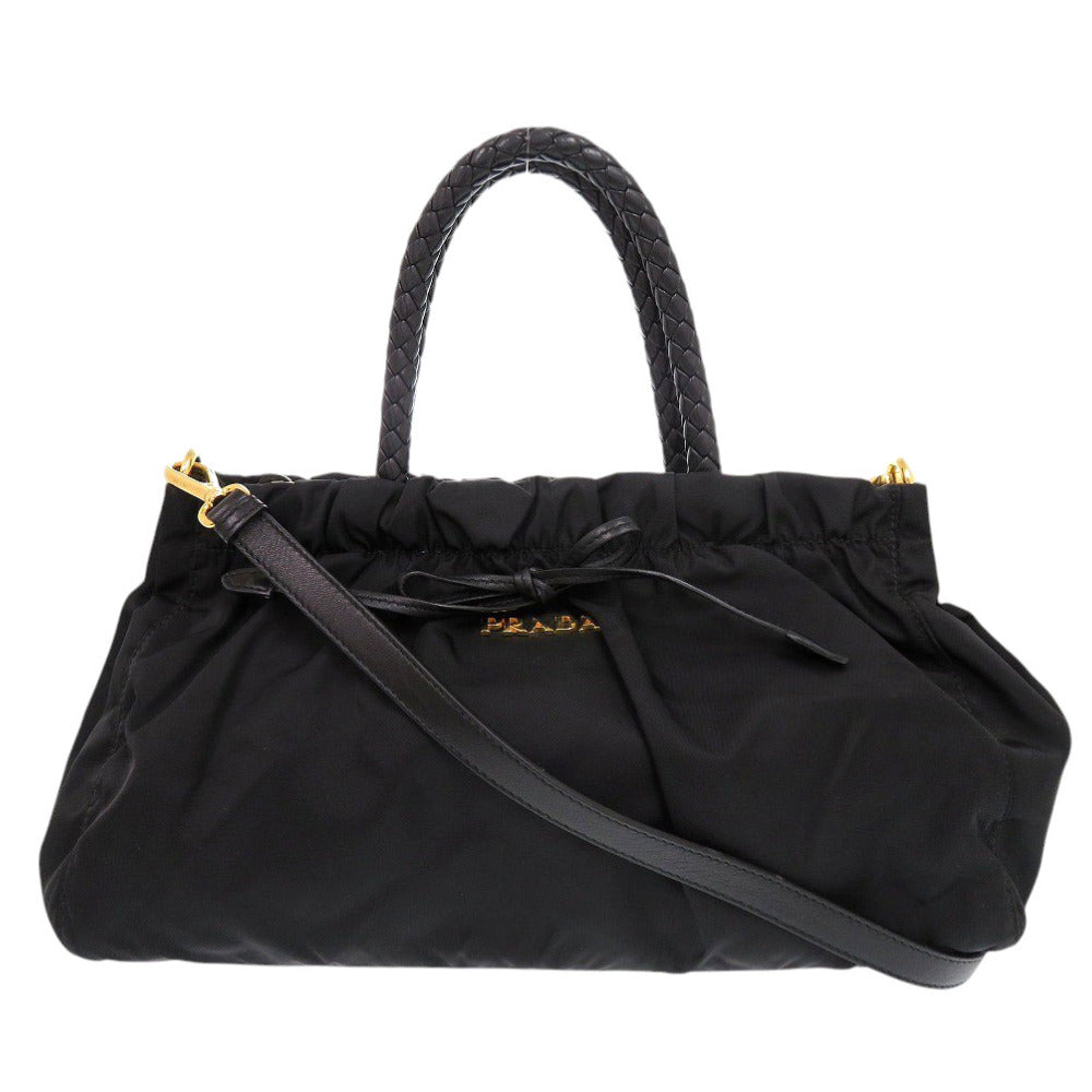 PRADA Handbag BN1631 Nylon, Leather NERO Black TRSSUTO BOW