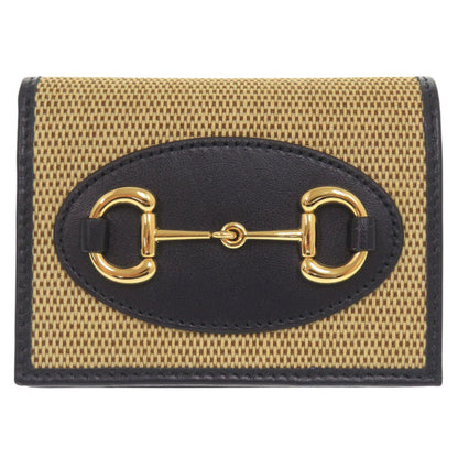 GUCCI Bifold Wallet 621887 Canvas, Leather beige Horsebit