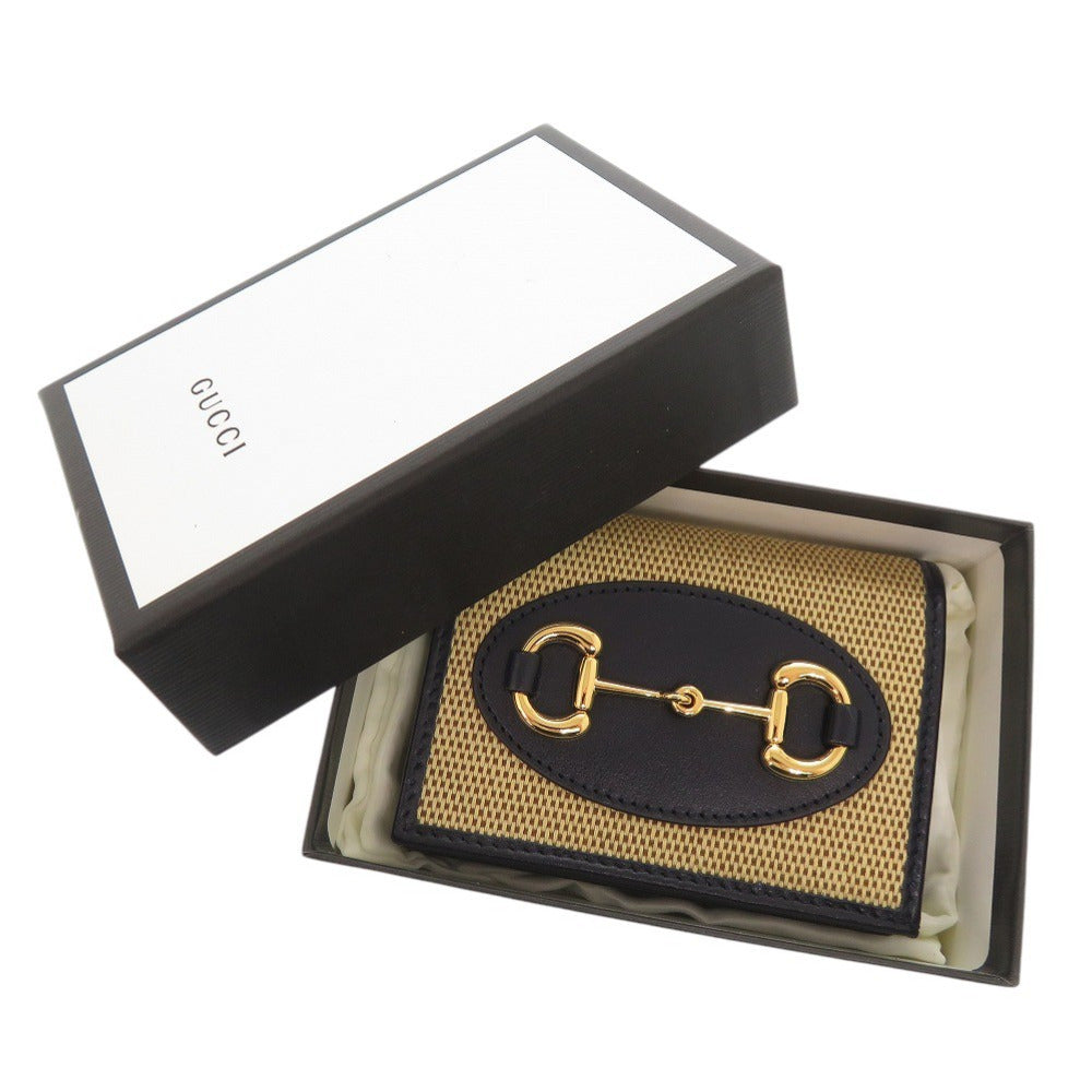 GUCCI Bifold Wallet 621887 Canvas, Leather beige Horsebit