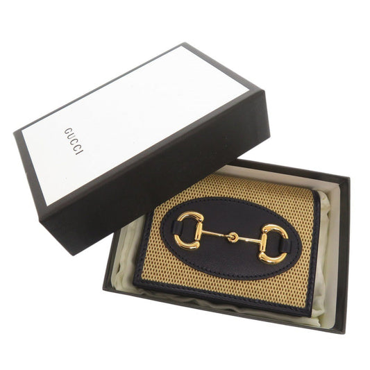 GUCCI Bifold Wallet 621887 Canvas, Leather beige Horsebit