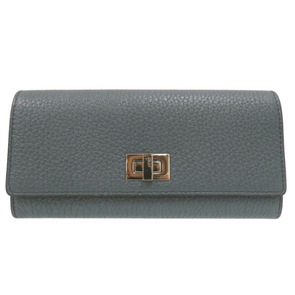 FENDI Long Wallet Purse 8M0427A91B leather Light blue PEEKABOO