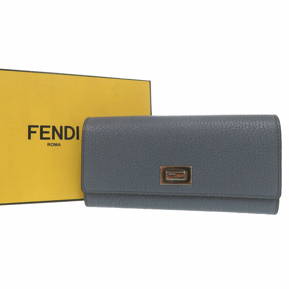 FENDI Long Wallet Purse 8M0427A91B leather Light blue PEEKABOO