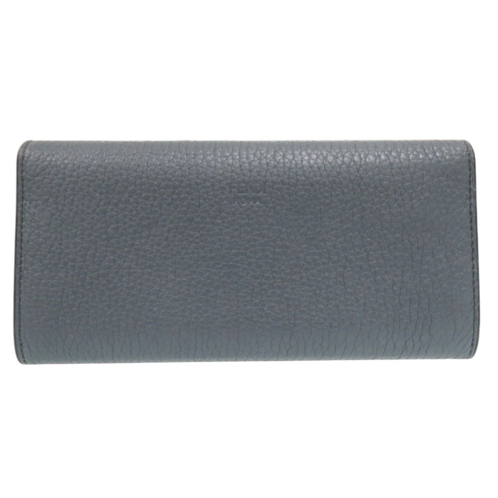 FENDI Long Wallet Purse 8M0427A91B leather Light blue PEEKABOO