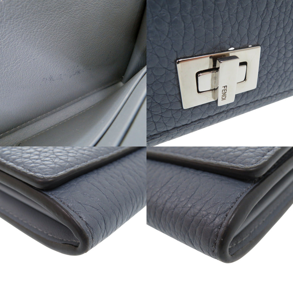 FENDI Long Wallet Purse 8M0427A91B leather Light blue PEEKABOO