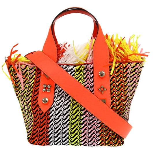 Christian Louboutin Handbag Raffia, Leather multicolor flange bus