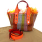 Christian Louboutin Handbag Raffia, Leather multicolor flange bus
