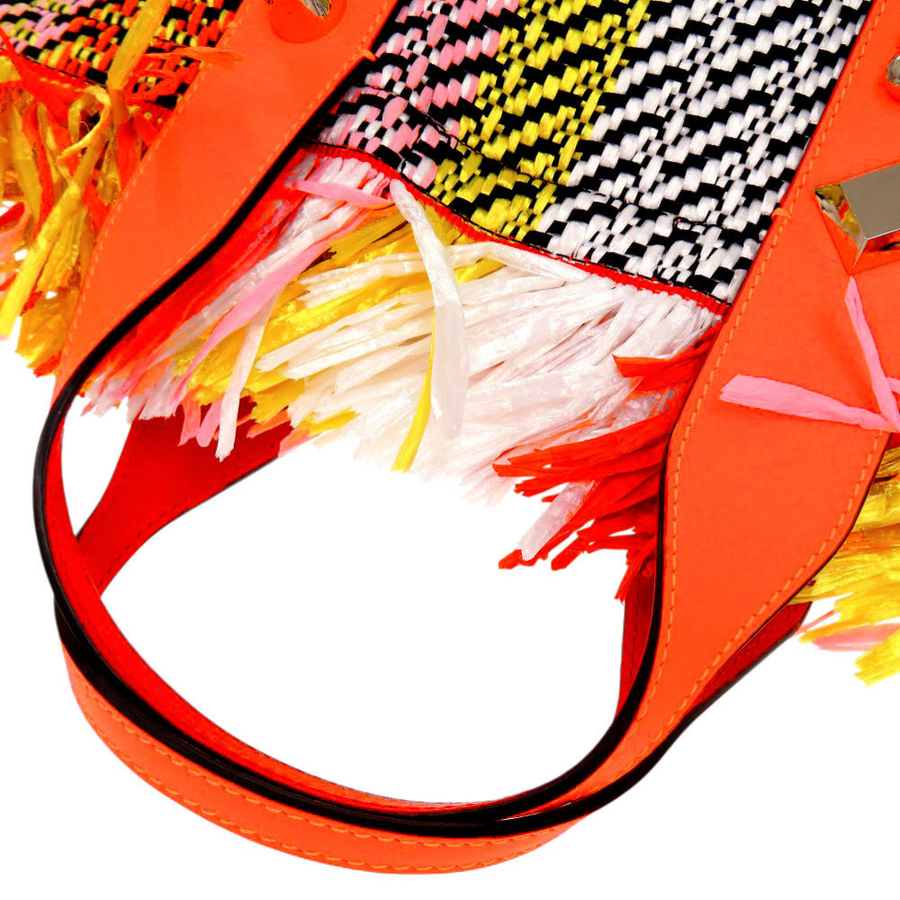 Christian Louboutin Handbag Raffia, Leather multicolor flange bus