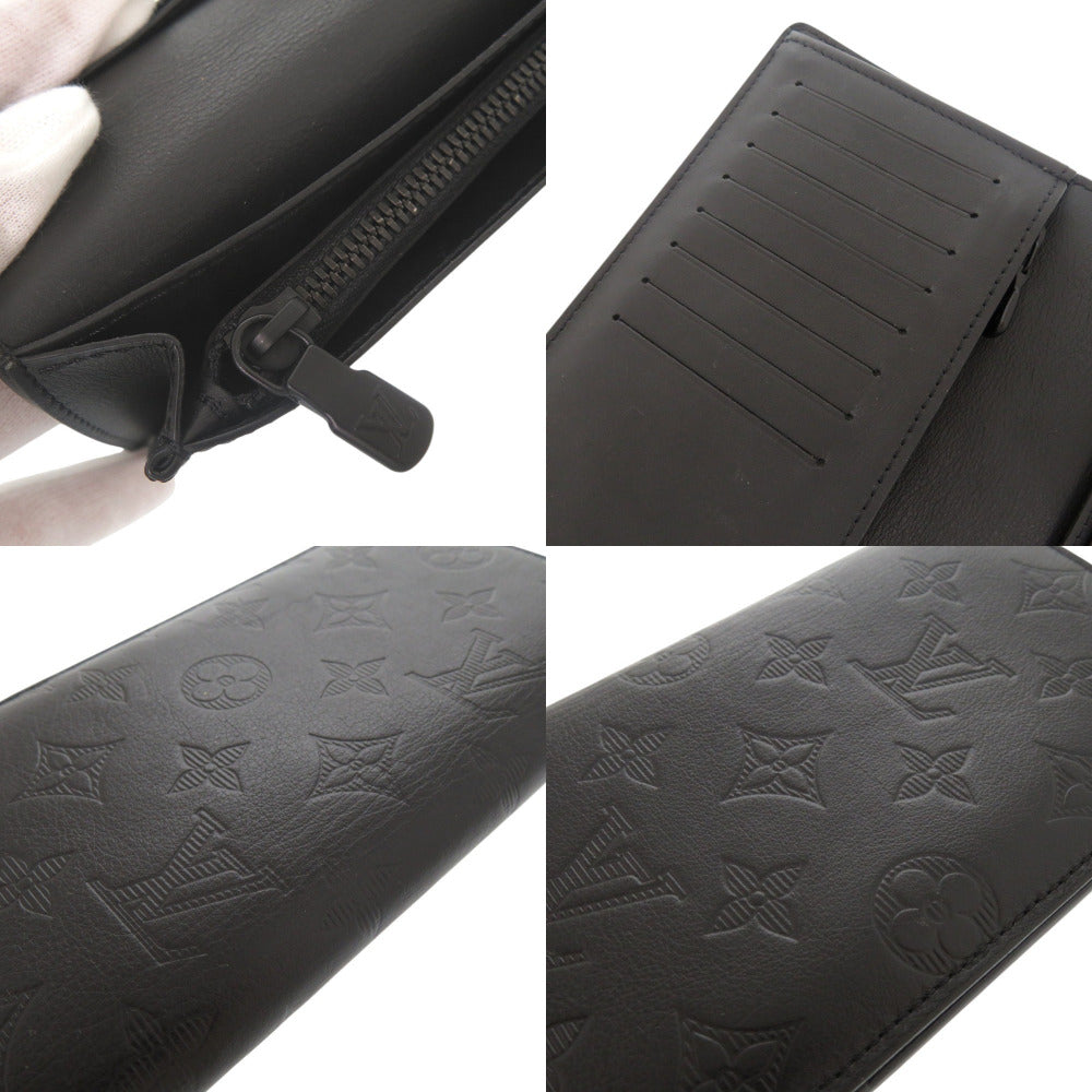 LOUIS VUITTON Long Wallet Purse M62900 leather Noir Monogram shadow Portefeuille Braza